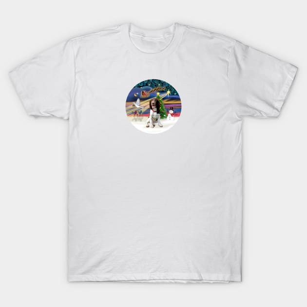 "Christmas Magic" with a Liver and White English Springer Spaniel T-Shirt by Dogs Galore and More